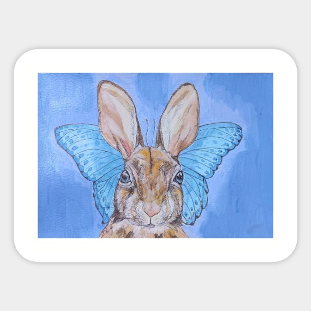 Bunny and Butterfly Sticker by candimoonart